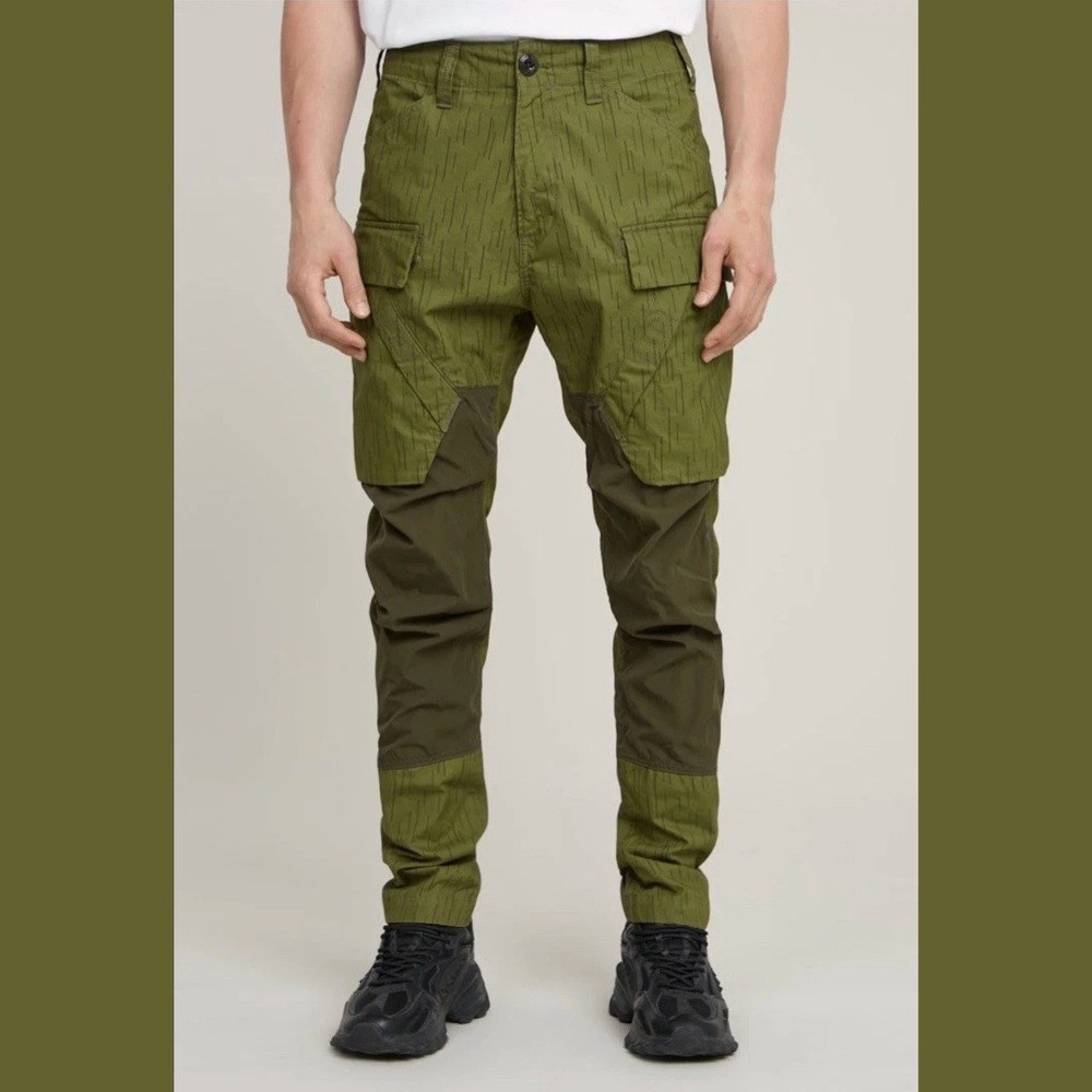 NEW G-Star Raw Mens 31/32 Cargo Pants 3D Regular Tapered Mayfly Rain Camo Green